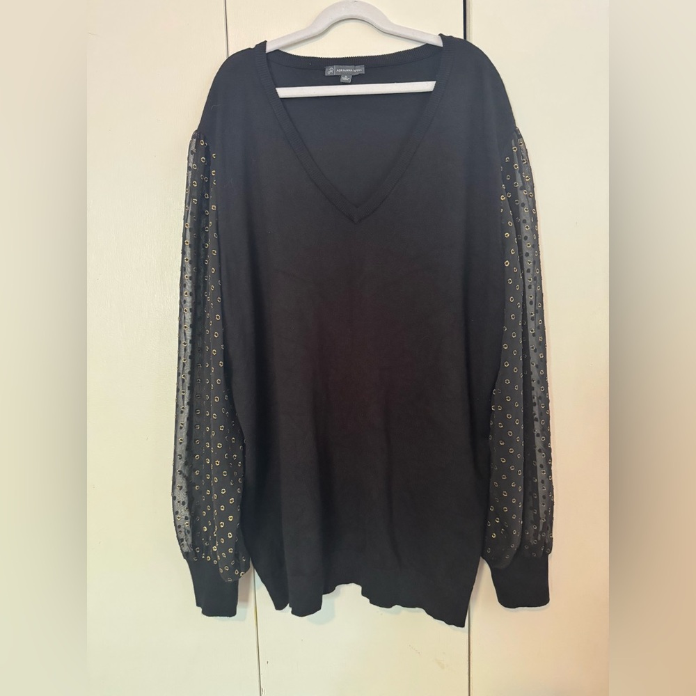 Adrianna Papell Black Blouse with Long Sleeves XL